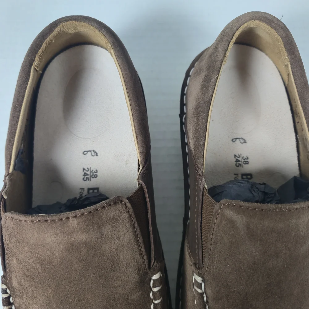 Birkenstock Unisex Duma Brown Leather Slip-On Loafers Size EU 38 Reg US W7 M5